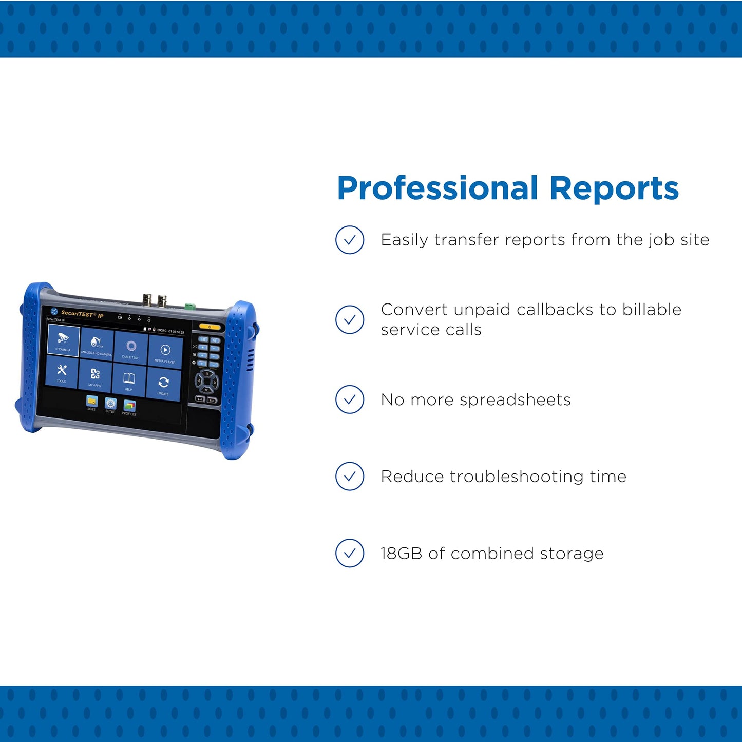 TREND Networks | R171000 | SecuriTEST IP | CCTV Camera Tester for IP Digital/HD Coax/Analog Systems | Camera Configuration, Installation and Troubleshooting