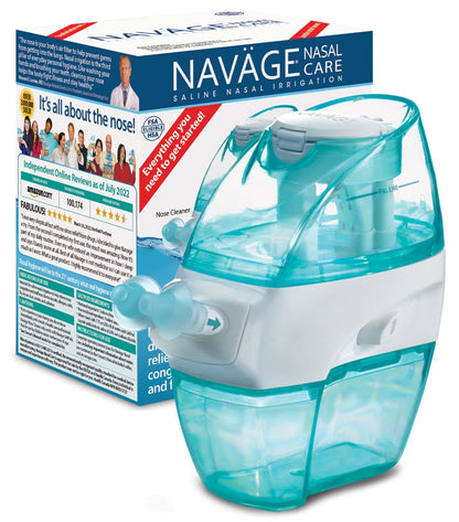 Navage Starter Bundle Nasal Irrigation System - Saline Nasal Rinse Kit with 1 Nose Cleaner, 30 SaltPods and Black Travel Case