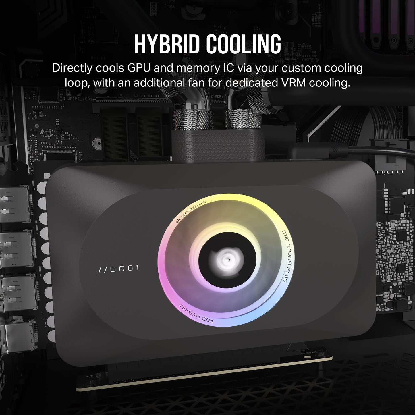 CORSAIR iCUE Link XG3 RGB Hybrid GPU Water Block - Hybrid Custom Cooling - Fits NVIDIA RTX 4090, 4080, 3090 Ti, 3090, 3080 Ti, 3080 - Black