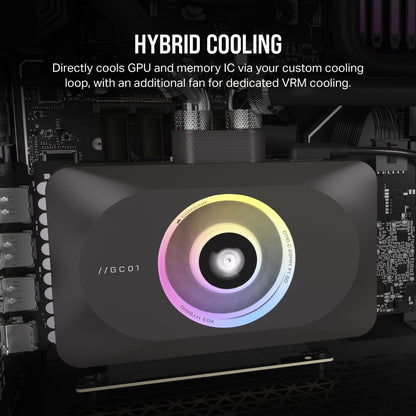 CORSAIR iCUE Link XG3 RGB Hybrid GPU Water Block - Hybrid Custom Cooling - Fits NVIDIA RTX 4090, 4080, 3090 Ti, 3090, 3080 Ti, 3080 - Black